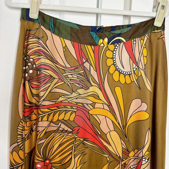 LA PRESTIC OUISTON Silk Paisley Abstract Print Flowy Midi Skirt | Medium - Picture 8 of 12